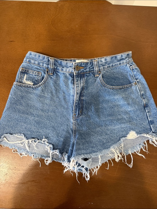 Cotton On Pants - Cotton On Light Blue High-Rise Distressed Denim Shorts